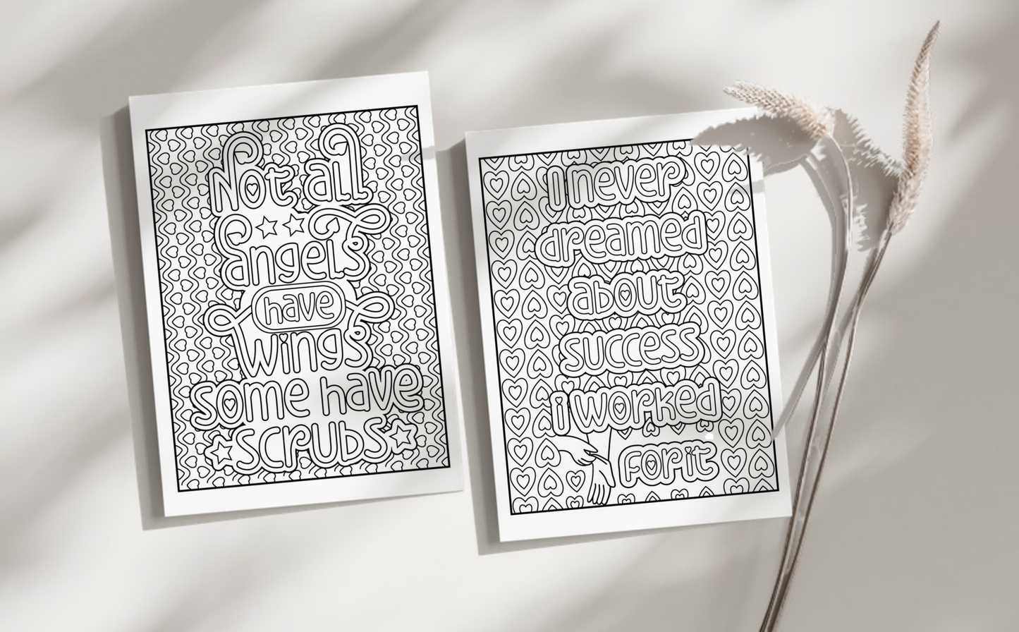 Nursing is a work of heart, Coloring Pages for Adults